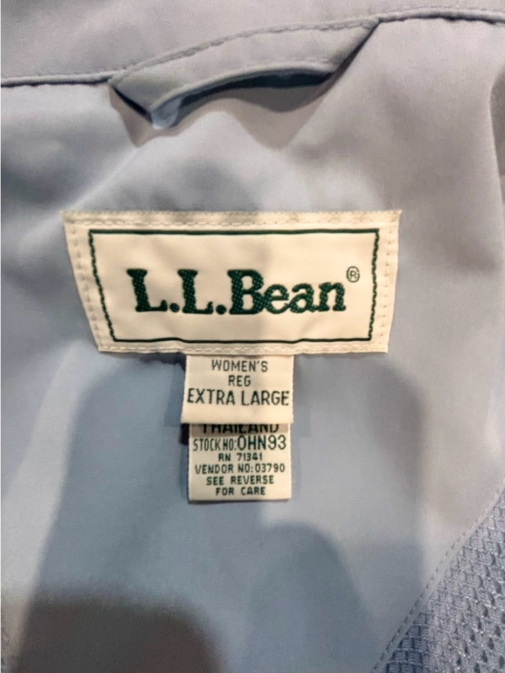 Vintage 80s L.L. Bean Full Length Raincoat Light Blue Hooded Long Trench Coat XL - Picture 4 of 16
